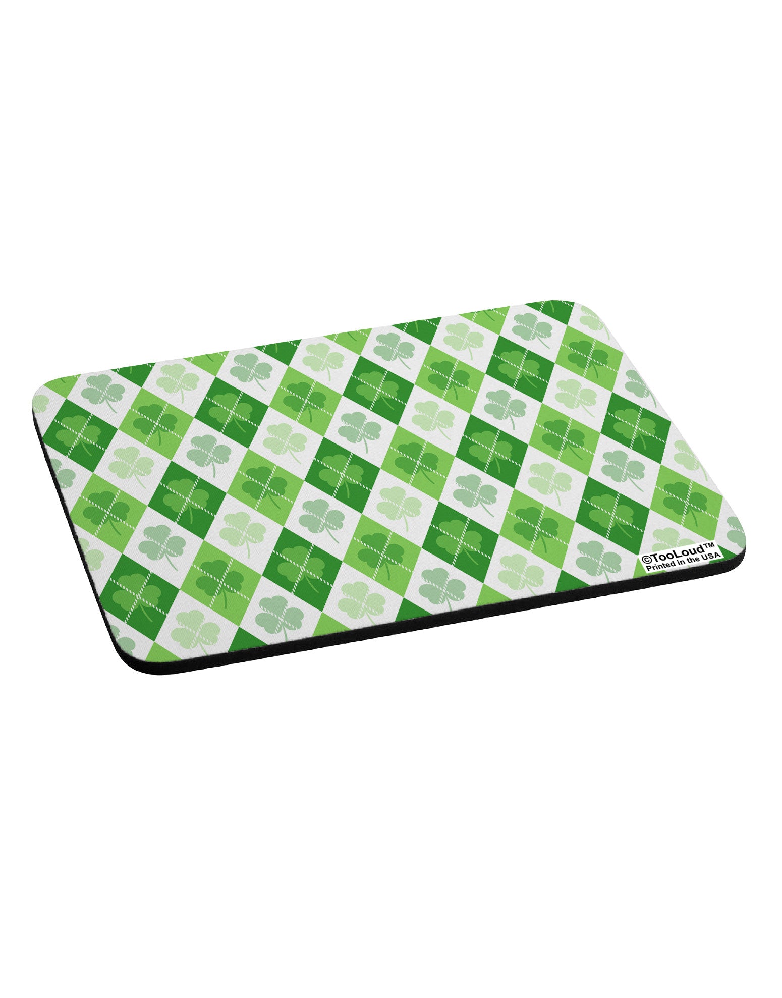 St Patrick's Day Green Shamrock Argyle Mousepad All Over Print-TooLoud-White-Davson Sales