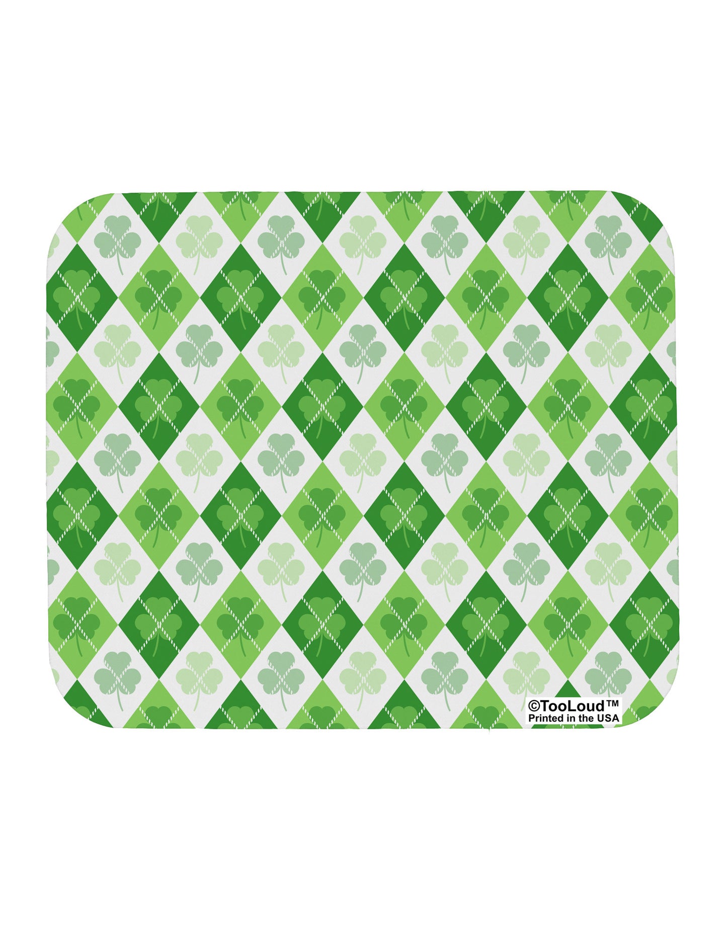 St Patrick's Day Green Shamrock Argyle Mousepad All Over Print-TooLoud-White-Davson Sales
