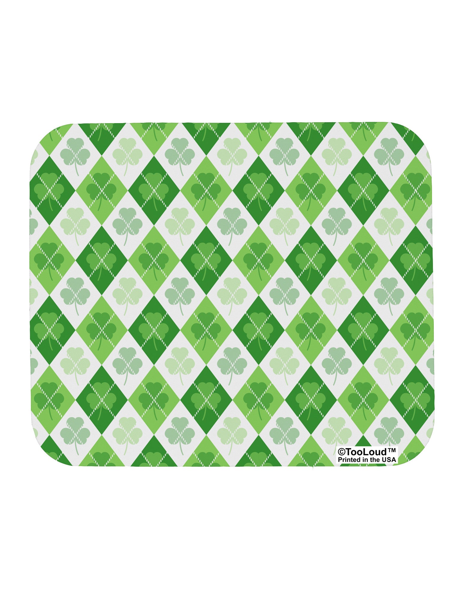 St Patrick's Day Green Shamrock Argyle Mousepad All Over Print-TooLoud-White-Davson Sales