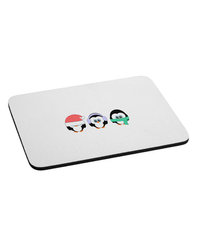 Christmas Penguins See No Evil Hear No Evil Speak No Evil Mousepad-TooLoud-White-Davson Sales