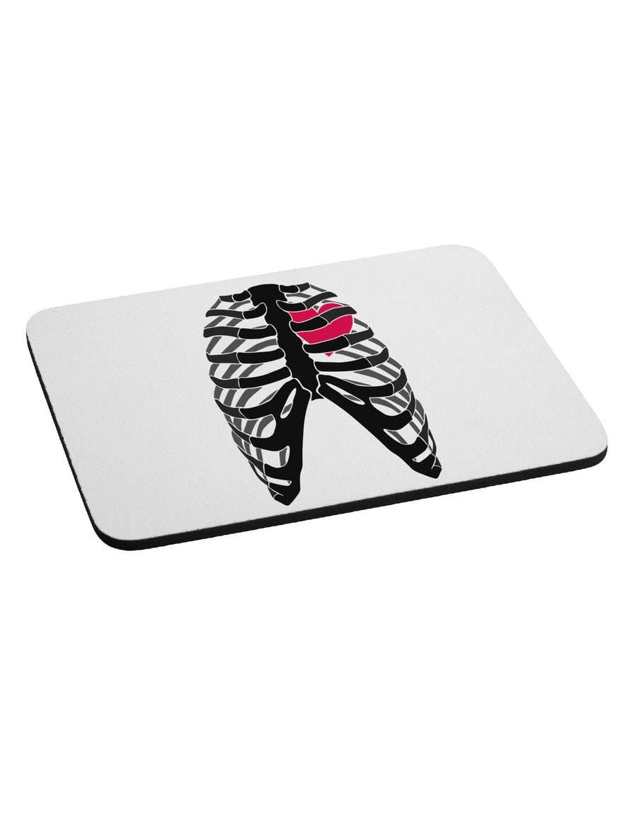 Black Skeleton Bones Ribcage with Heart Mousepad-TooLoud-White-Davson Sales