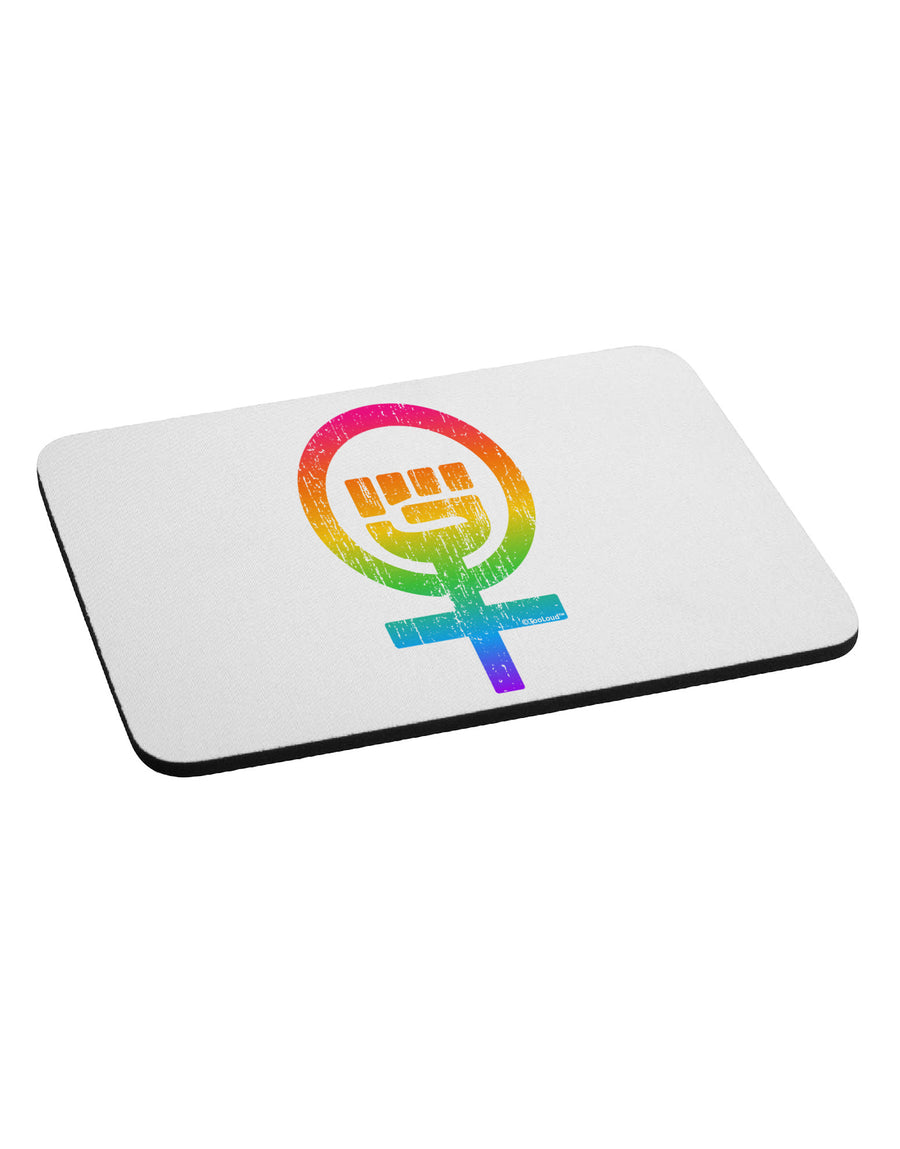 Rainbow Distressed Feminism Symbol Mousepad-TooLoud-White-Davson Sales