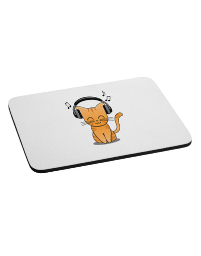 Cute Kitty With Headphones Mousepad-TooLoud-White-Davson Sales