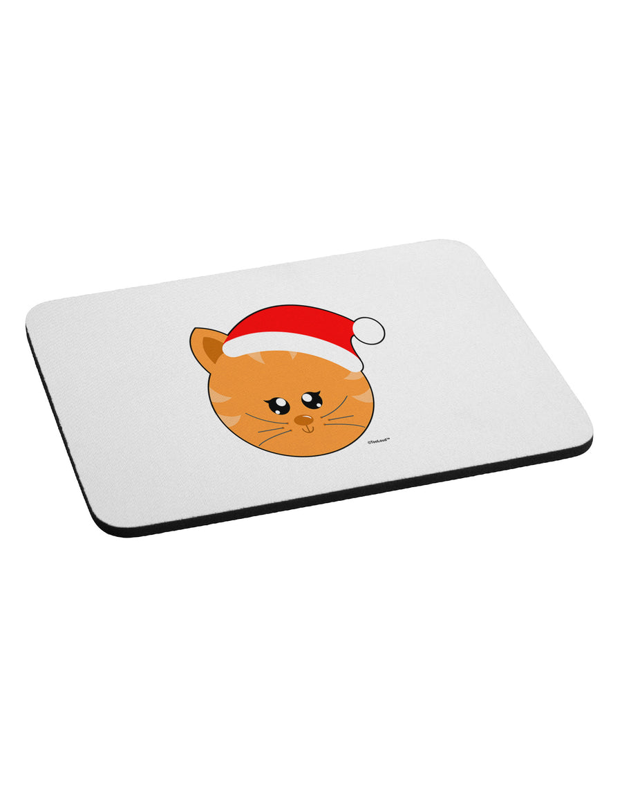 Cute Christmas Cat Santa Hat Mousepad-TooLoud-White-Davson Sales