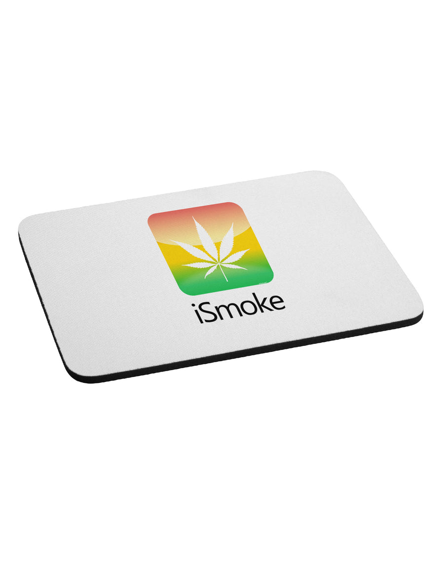 iSmoke Logo - Marijuana Leaf Mousepad-TooLoud-White-Davson Sales