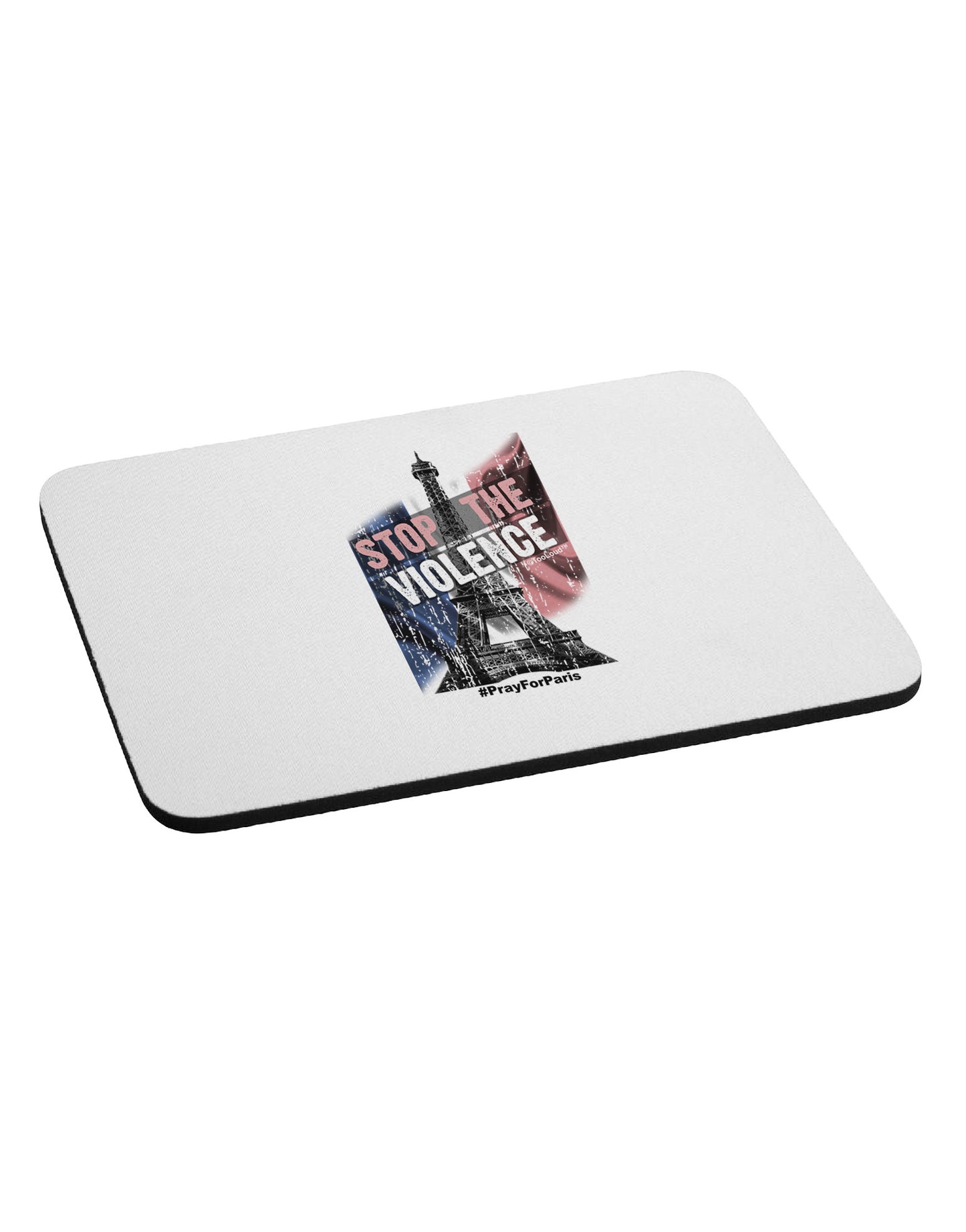 Distressed Paris Stop The Violence Mousepad-TooLoud-White-Davson Sales