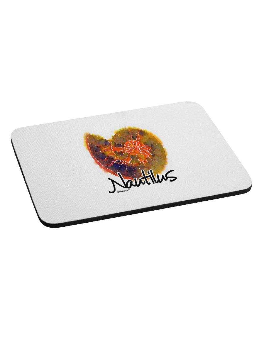 Nautilus Fossil Watercolor Text Mousepad-TooLoud-White-Davson Sales