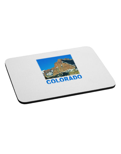 Colorado Snowy Mountains Text Mousepad-TooLoud-White-Davson Sales