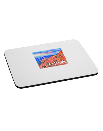 Colorado Mtn Sunset Soaked WaterColor Mousepad-TooLoud-White-Davson Sales