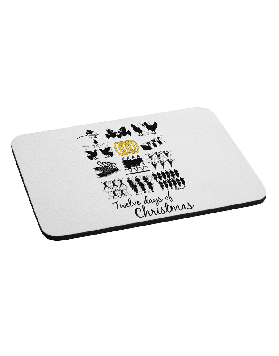 12 Days of Christmas Text Color Mousepad-TooLoud-White-Davson Sales