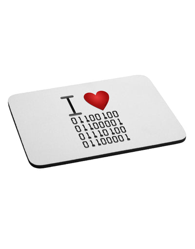 I Heart Binary Data Mousepad-TooLoud-White-Davson Sales