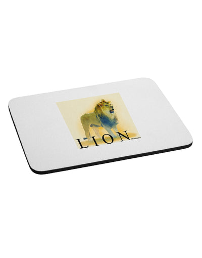 Lion Watercolor 1 Text Mousepad-TooLoud-White-Davson Sales