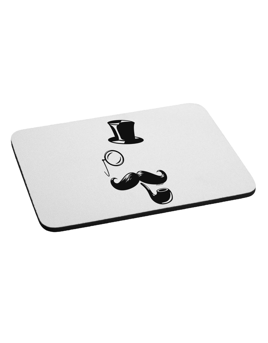 Tophat Mustache Pipe and Monocle Mousepad-TooLoud-White-Davson Sales