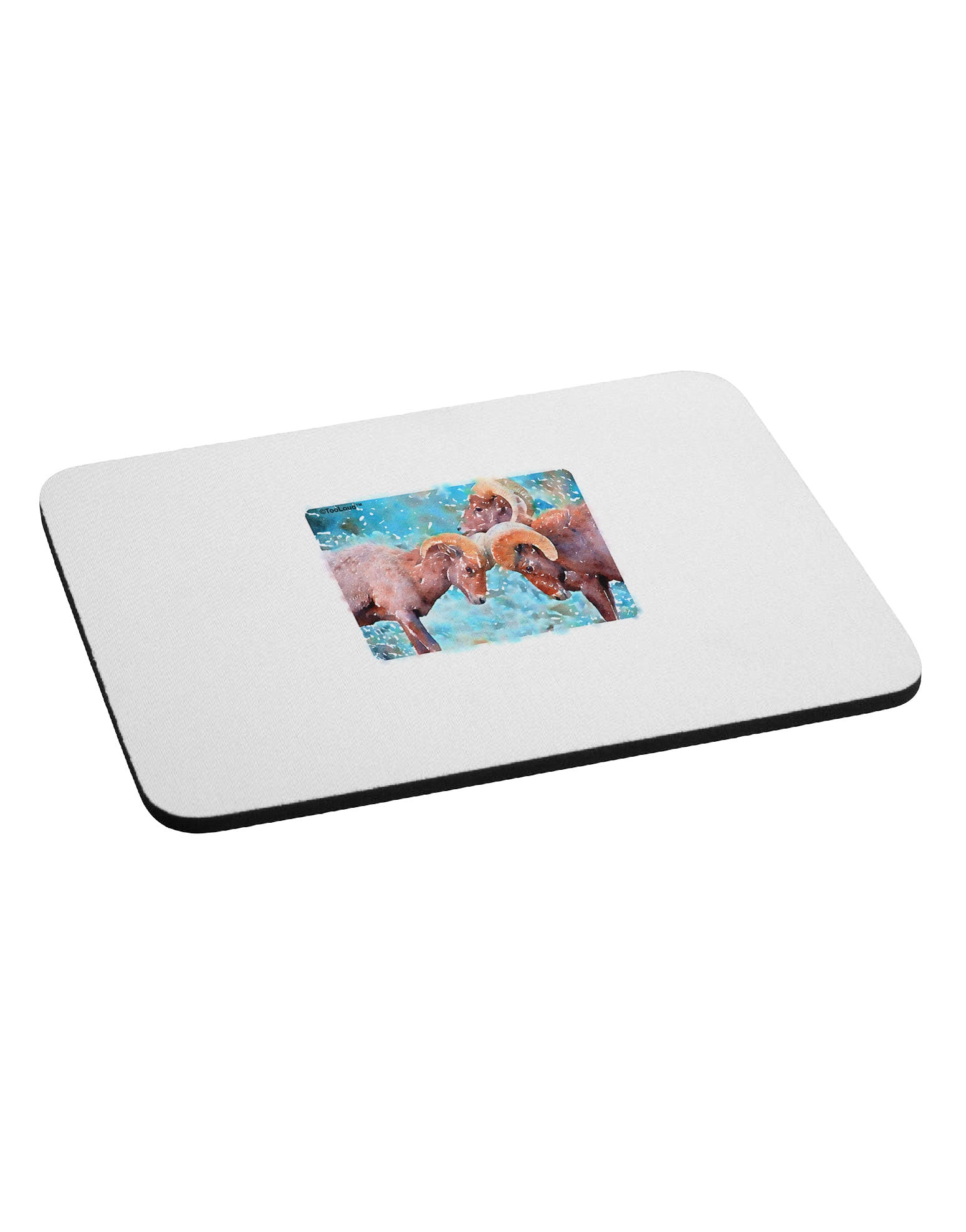CO Bighorn Head Butt Watercolor Mousepad-TooLoud-White-Davson Sales