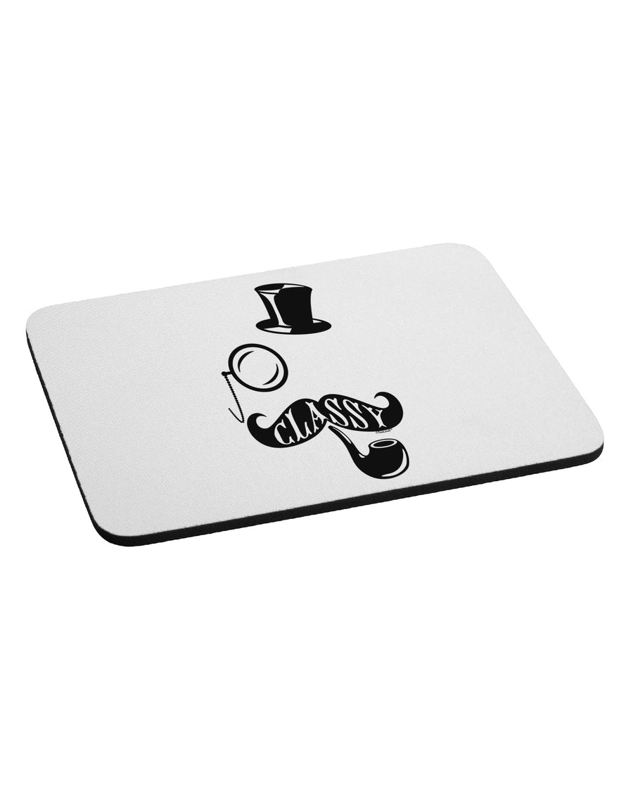 Classy Tophat Mustache Pipe and Monocle Mousepad-TooLoud-White-Davson Sales