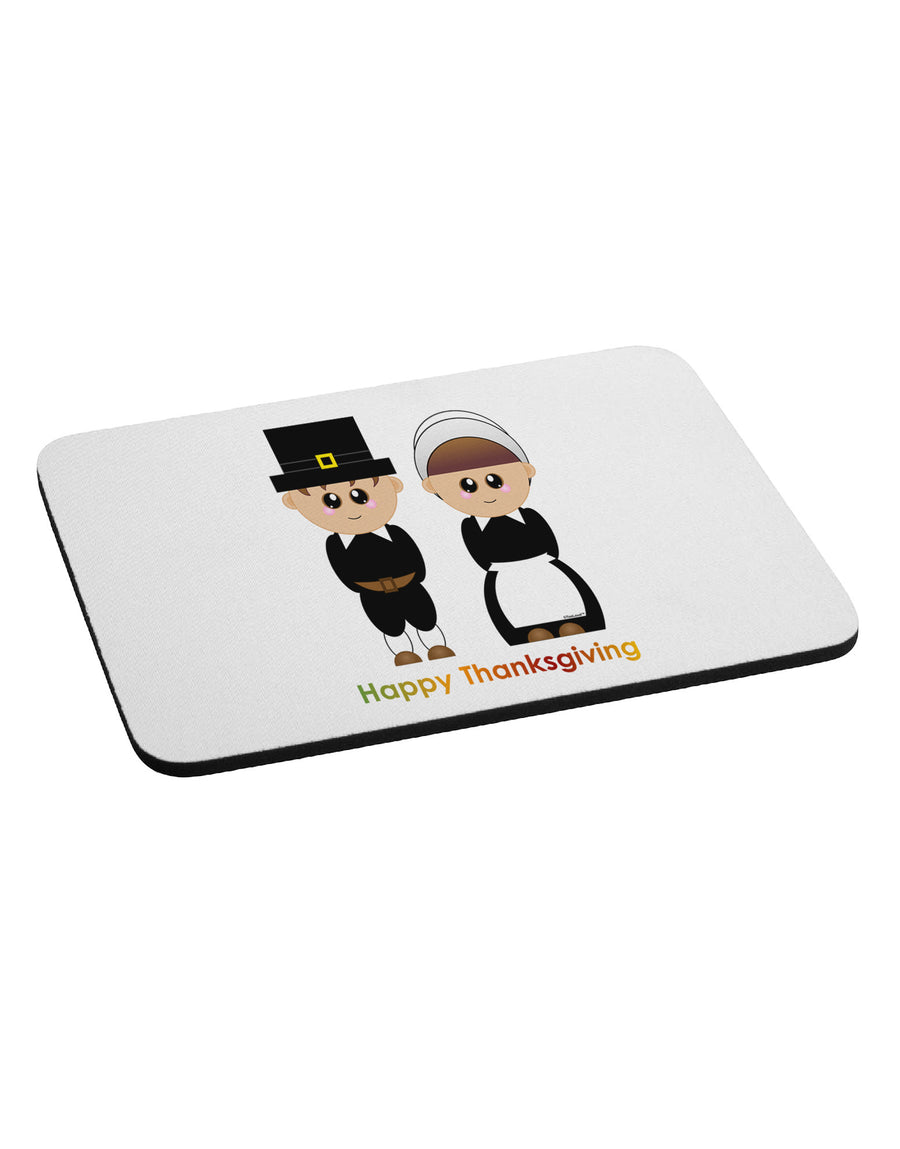 Cute Pilgrim Couple Happy Thanksgiving Mousepad-TooLoud-White-Davson Sales