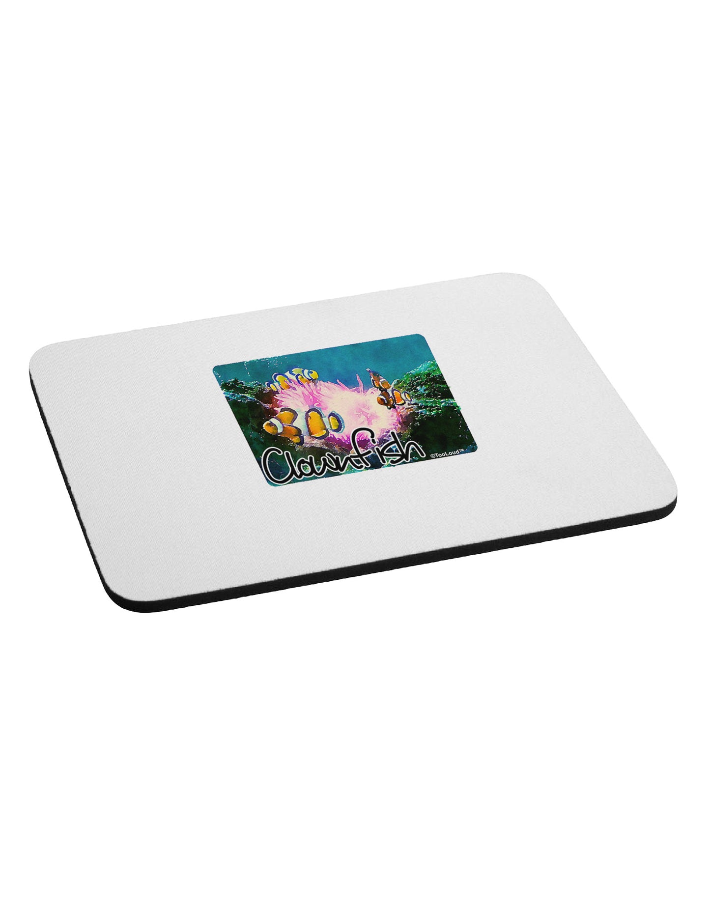 Clownfish Watercolor Text Mousepad-TooLoud-White-Davson Sales