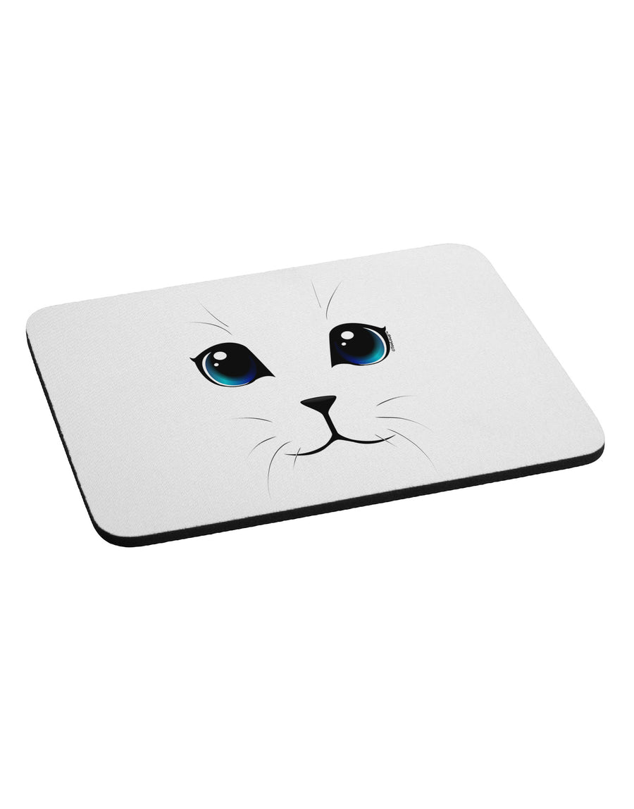 Blue-Eyed Cute Cat Face Mousepad-TooLoud-White-Davson Sales