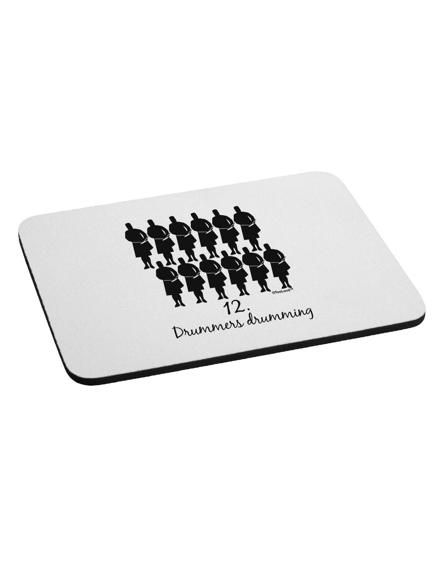 Twelve Drummers Drumming Text Mousepad-TooLoud-White-Davson Sales