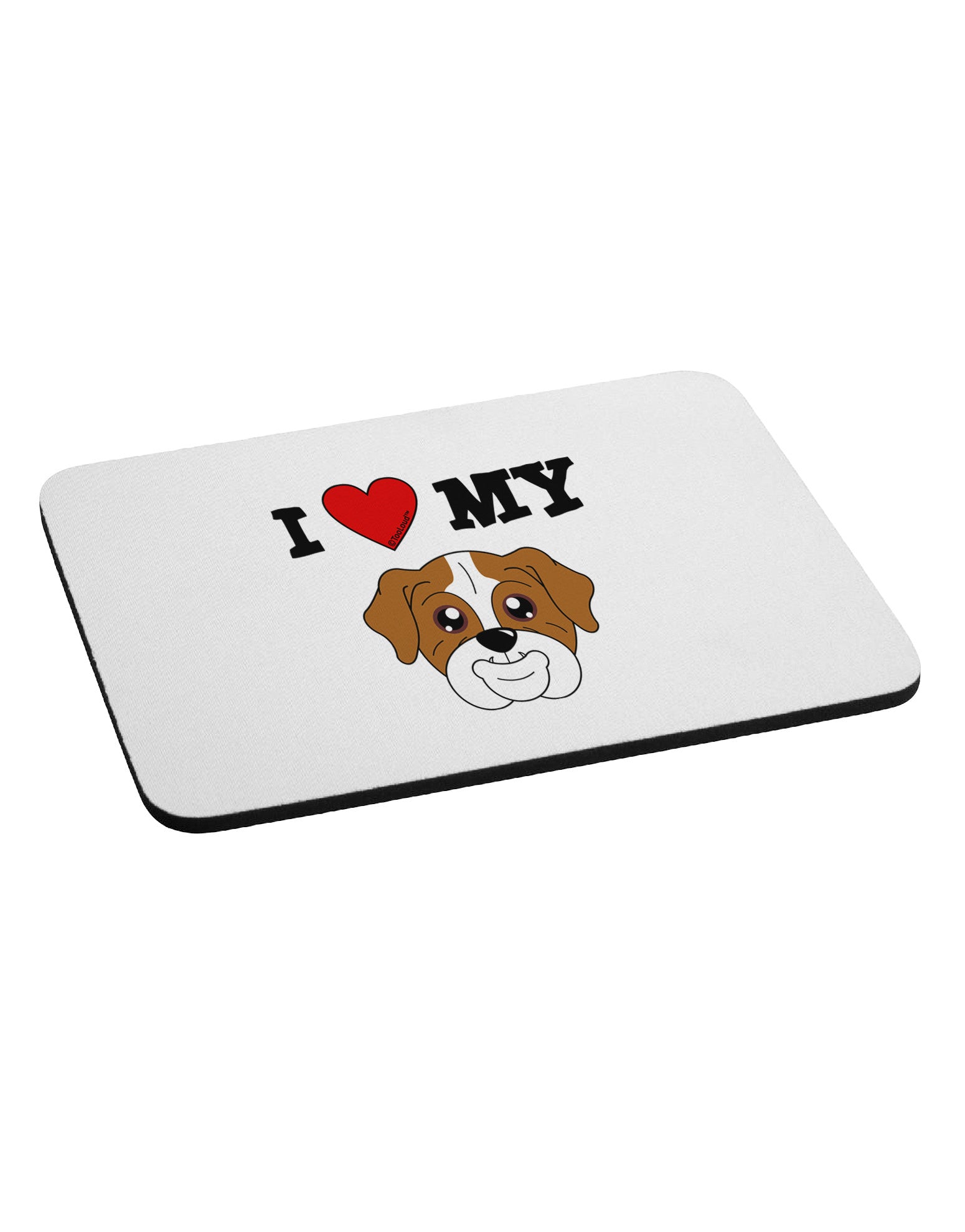 I Heart My - Cute Bulldog - Red Mousepad by TooLoud-TooLoud-White-Davson Sales