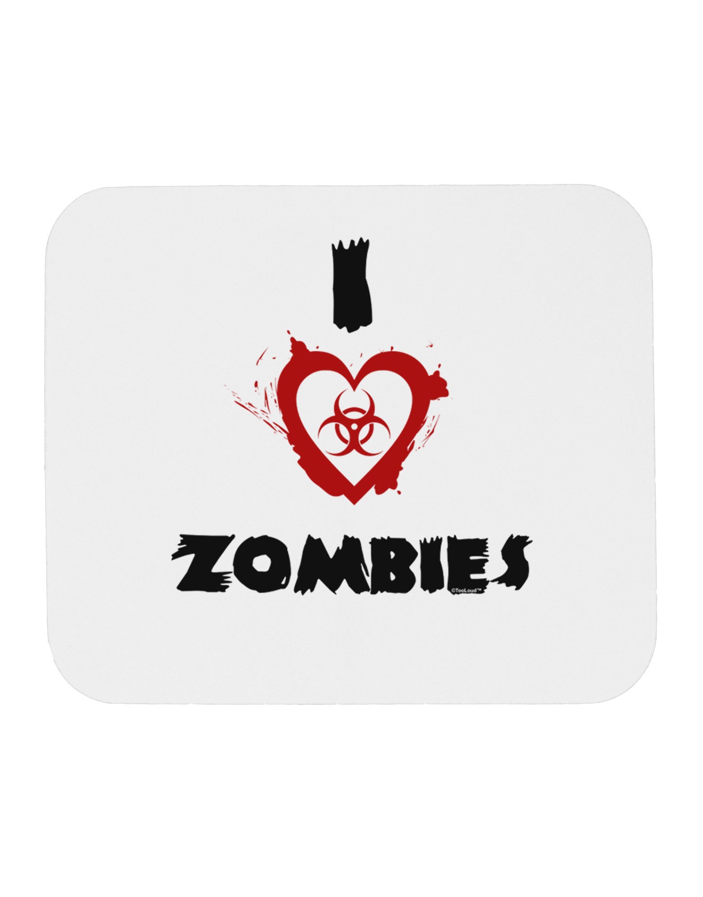 I Heart Zombies - Bio Hazard Heart Mousepad-TooLoud-White-Davson Sales