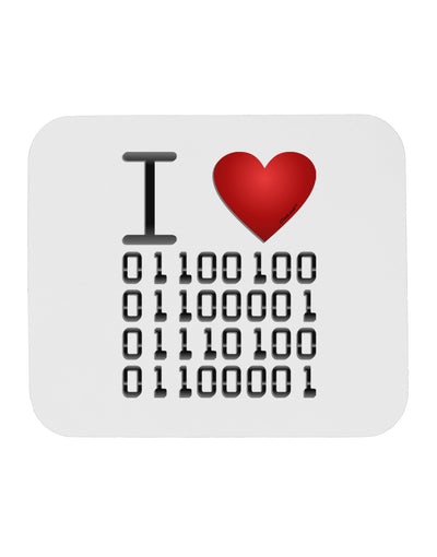 I Heart Binary Data Mousepad-TooLoud-White-Davson Sales