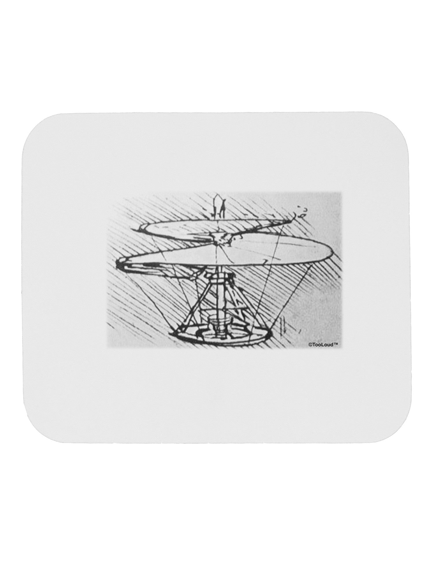 Helicopter Sketch Mousepad-TooLoud-White-Davson Sales