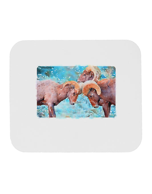 CO Bighorn Head Butt Watercolor Mousepad-TooLoud-White-Davson Sales