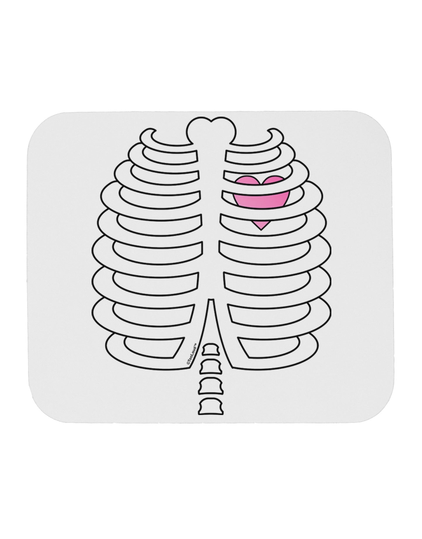 Skeleton Ribcage with Pink Heart Halloween Mousepad-TooLoud-White-Davson Sales