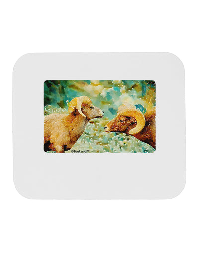 Two Bighorn Rams Watercolor Mousepad-TooLoud-White-Davson Sales