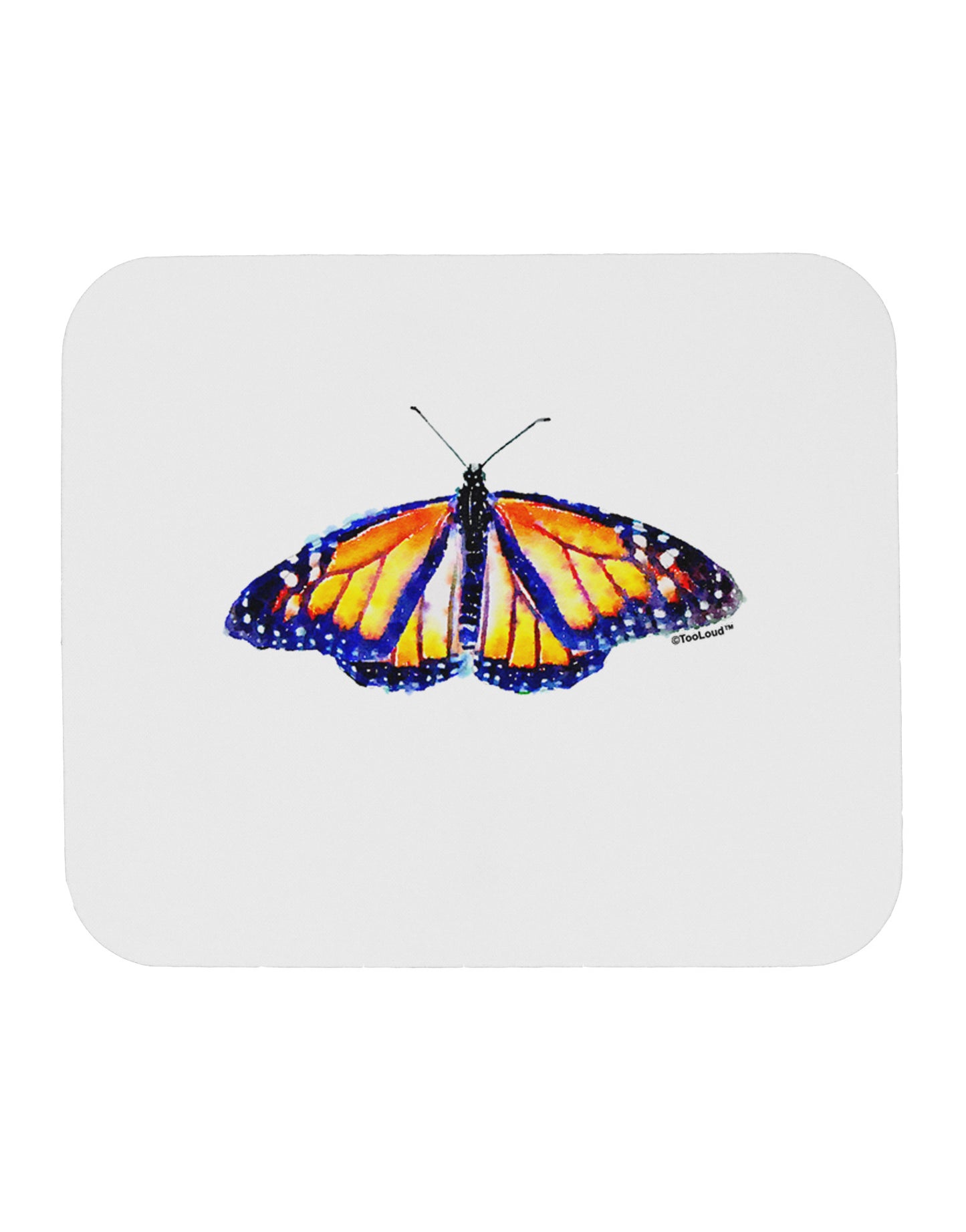 TooLoud Watercolor Monarch Butterfly Mousepad-TooLoud-White-Davson Sales