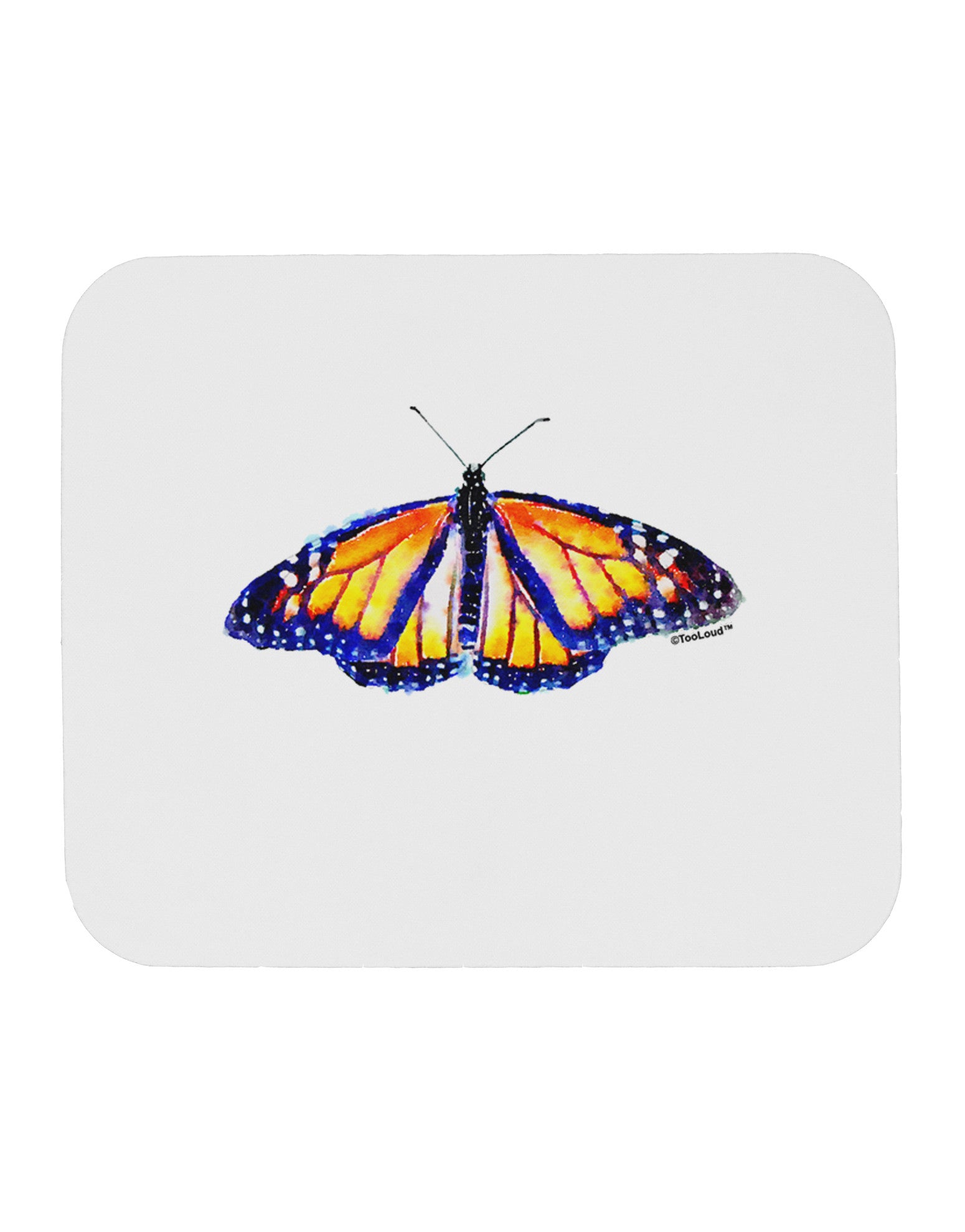 TooLoud Watercolor Monarch Butterfly Mousepad-TooLoud-White-Davson Sales