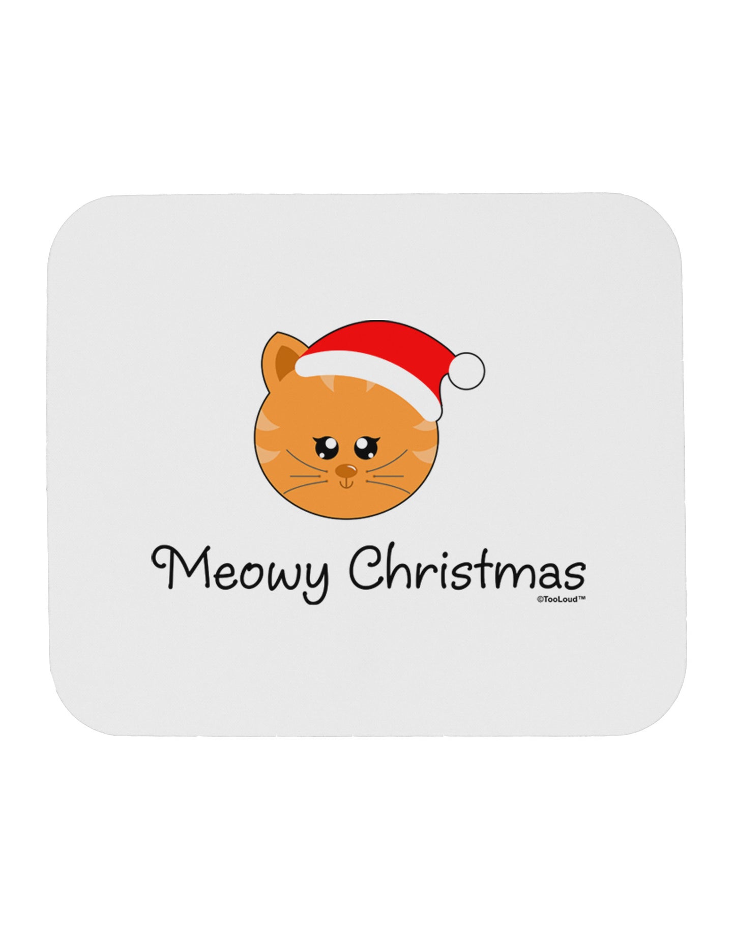 Meowy Christmas Cute Cat Santa Hat Mousepad-TooLoud-White-Davson Sales