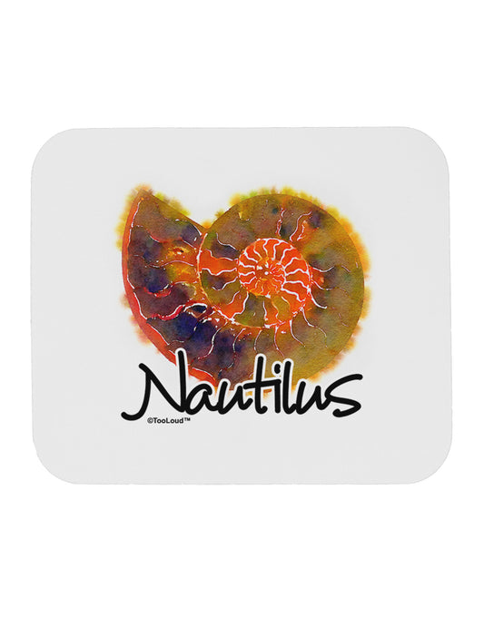 Nautilus Fossil Watercolor Text Mousepad-TooLoud-White-Davson Sales