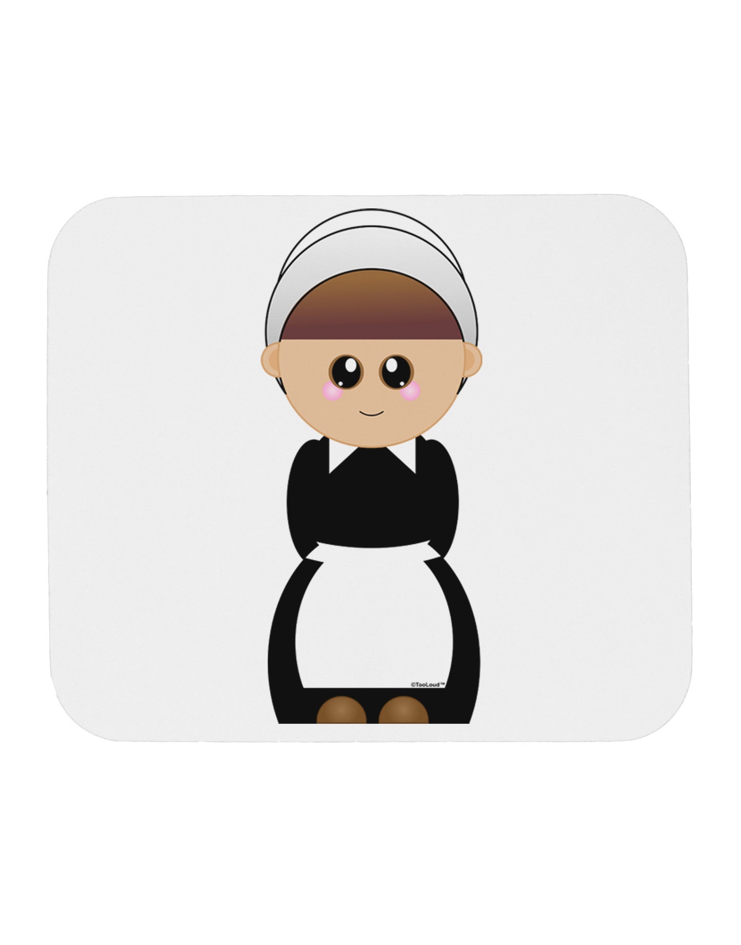 Cute Pilgrim Girl Thanksgiving Mousepad-TooLoud-White-Davson Sales