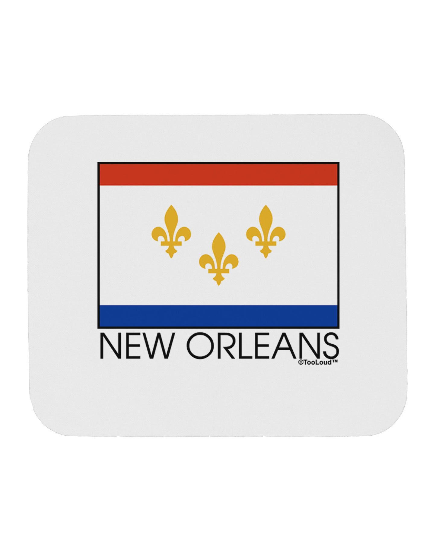 New Orleans Louisiana Flag Text Mousepad-TooLoud-White-Davson Sales