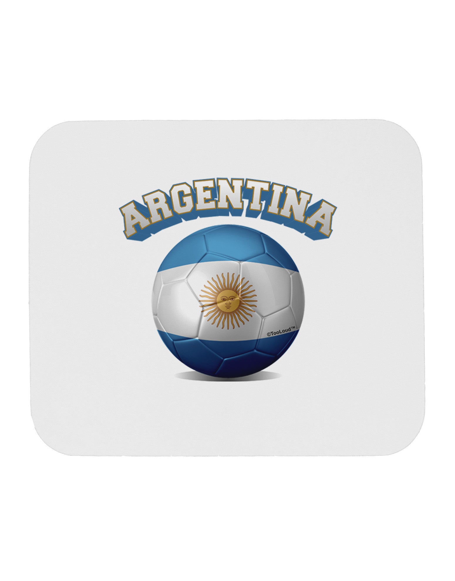 Soccer Ball Flag - Argentina Mousepad-TooLoud-White-Davson Sales