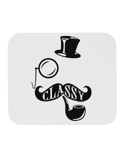 Classy Tophat Mustache Pipe and Monocle Mousepad-TooLoud-White-Davson Sales