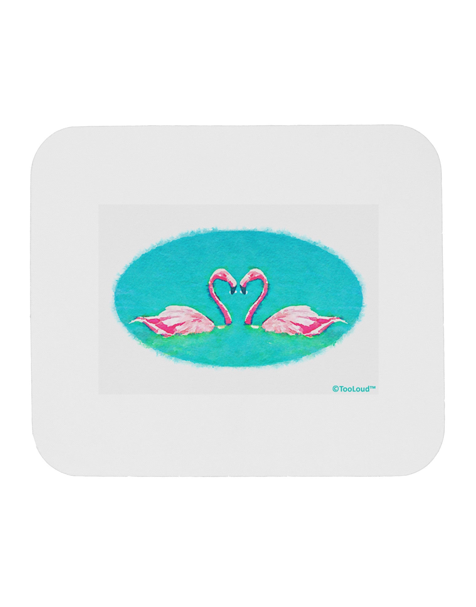 Love Birds - Flamingos Watercolor Mousepad-TooLoud-White-Davson Sales