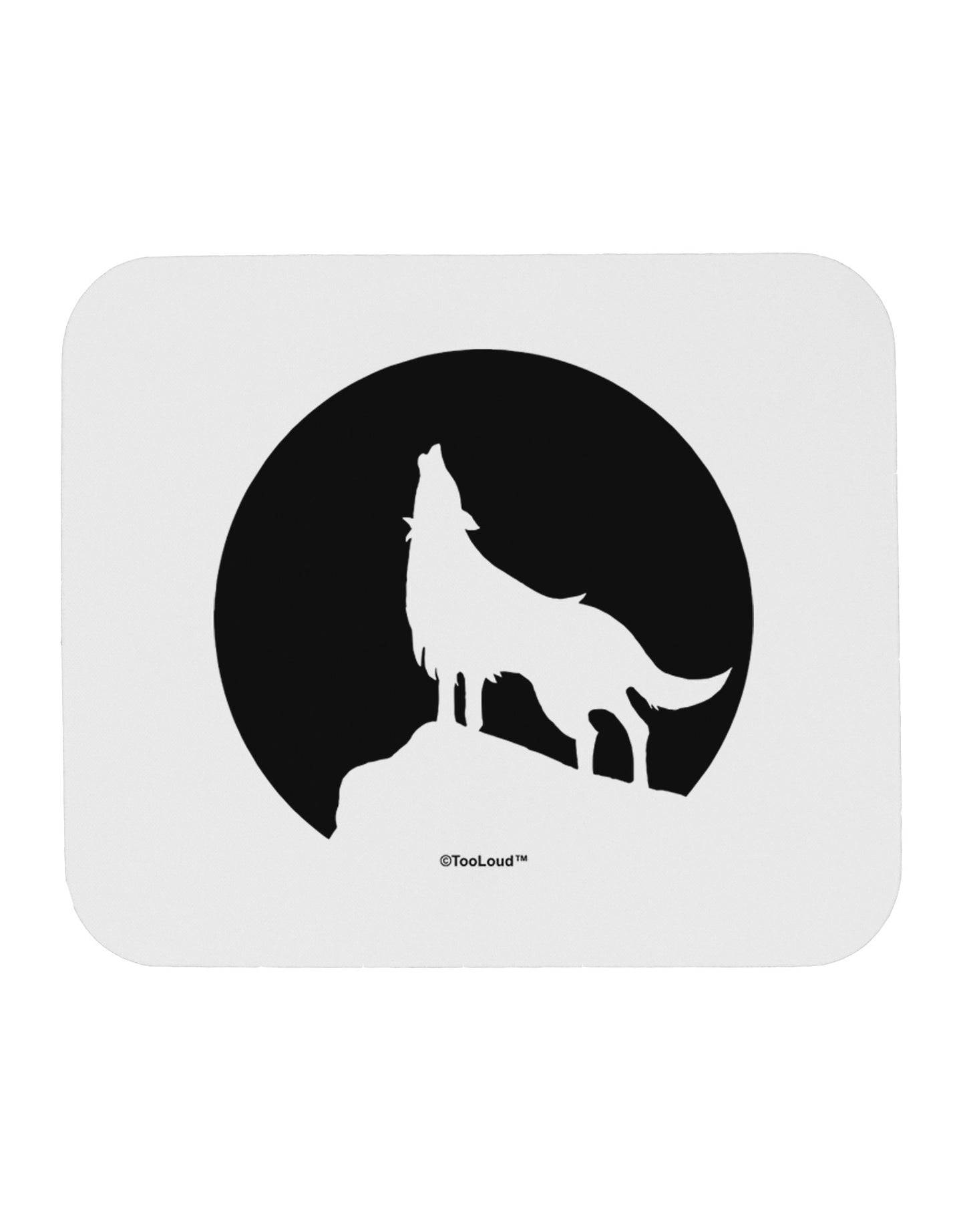 Wolf Howling at the Moon - Design #1 Mousepad by TooLoud-TooLoud-White-Davson Sales
