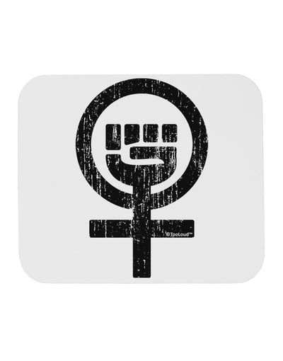 Distressed Feminism Symbol Mousepad-TooLoud-White-Davson Sales