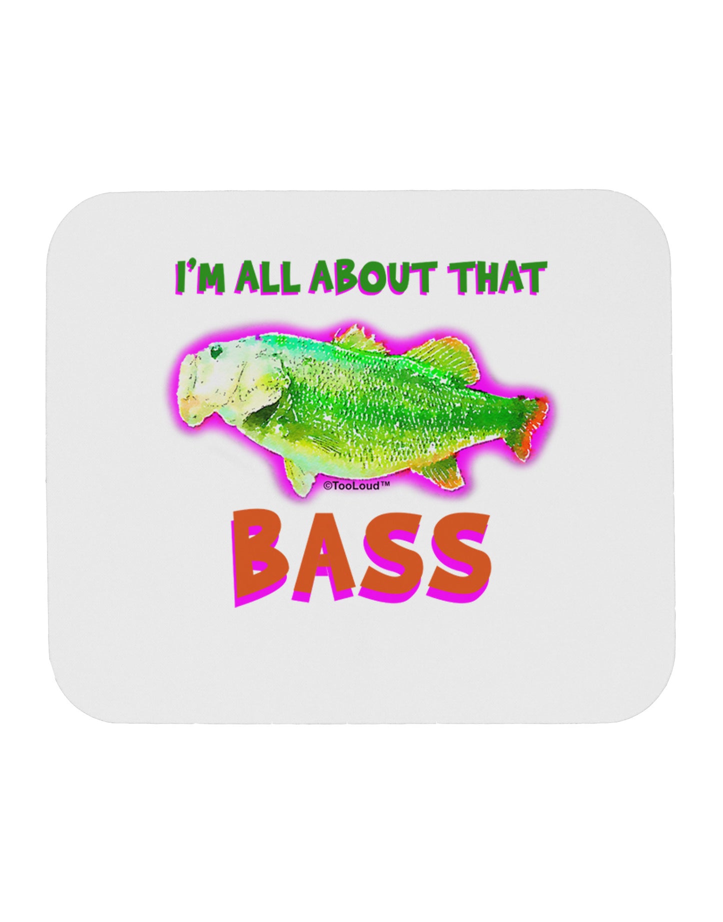All About That Bass Fish Watercolor Mousepad-TooLoud-White-Davson Sales