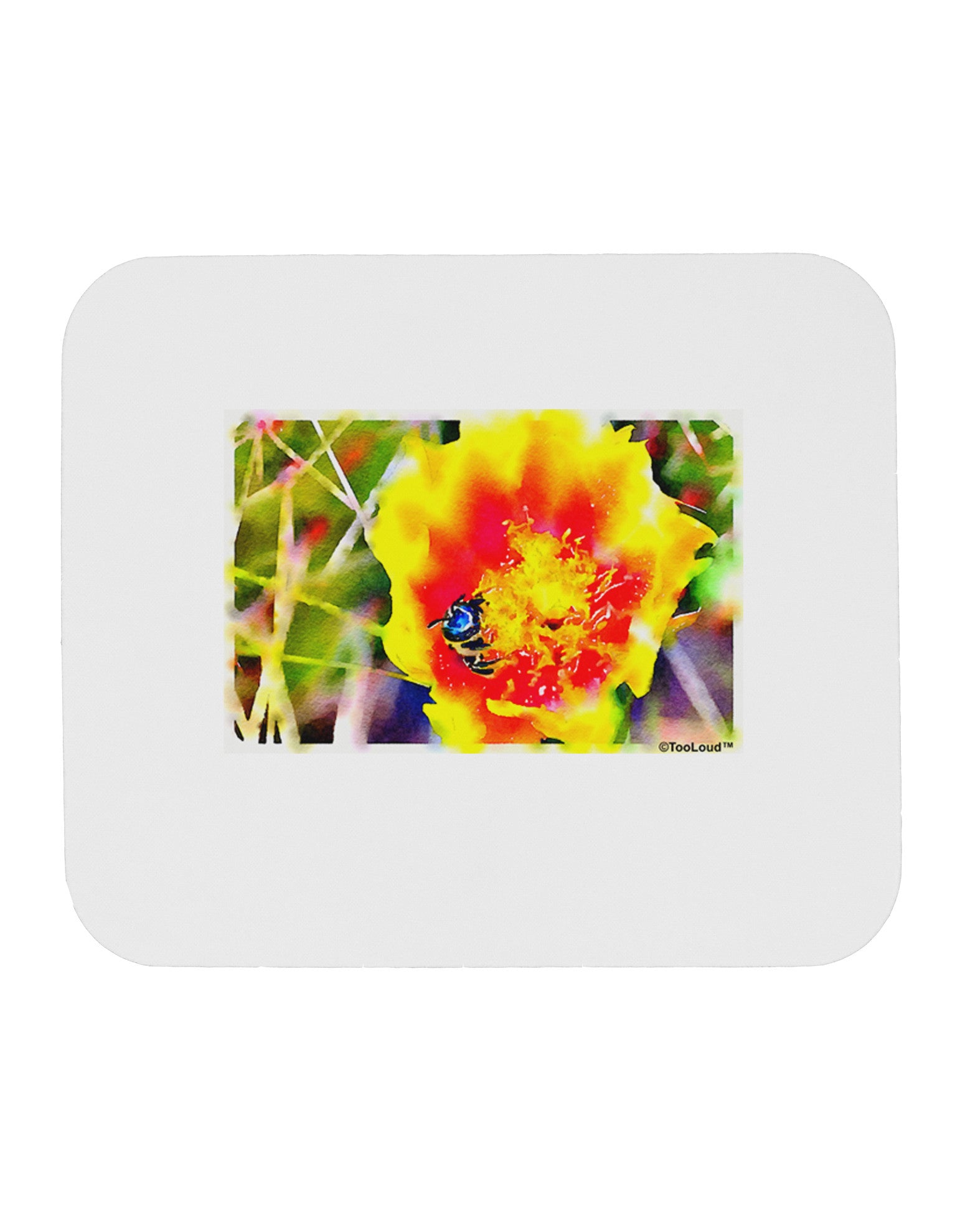 Bee Cactus Watercolor Mousepad-TooLoud-White-Davson Sales