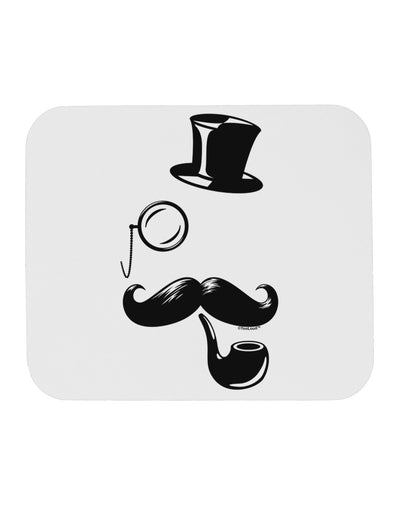 Tophat Mustache Pipe and Monocle Mousepad-TooLoud-White-Davson Sales