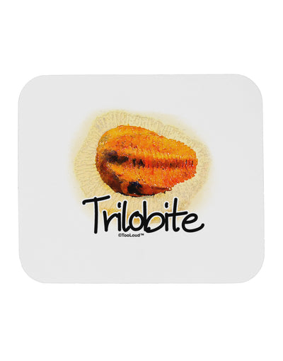 Trilobite Fossil Watercolor Text Mousepad-TooLoud-White-Davson Sales