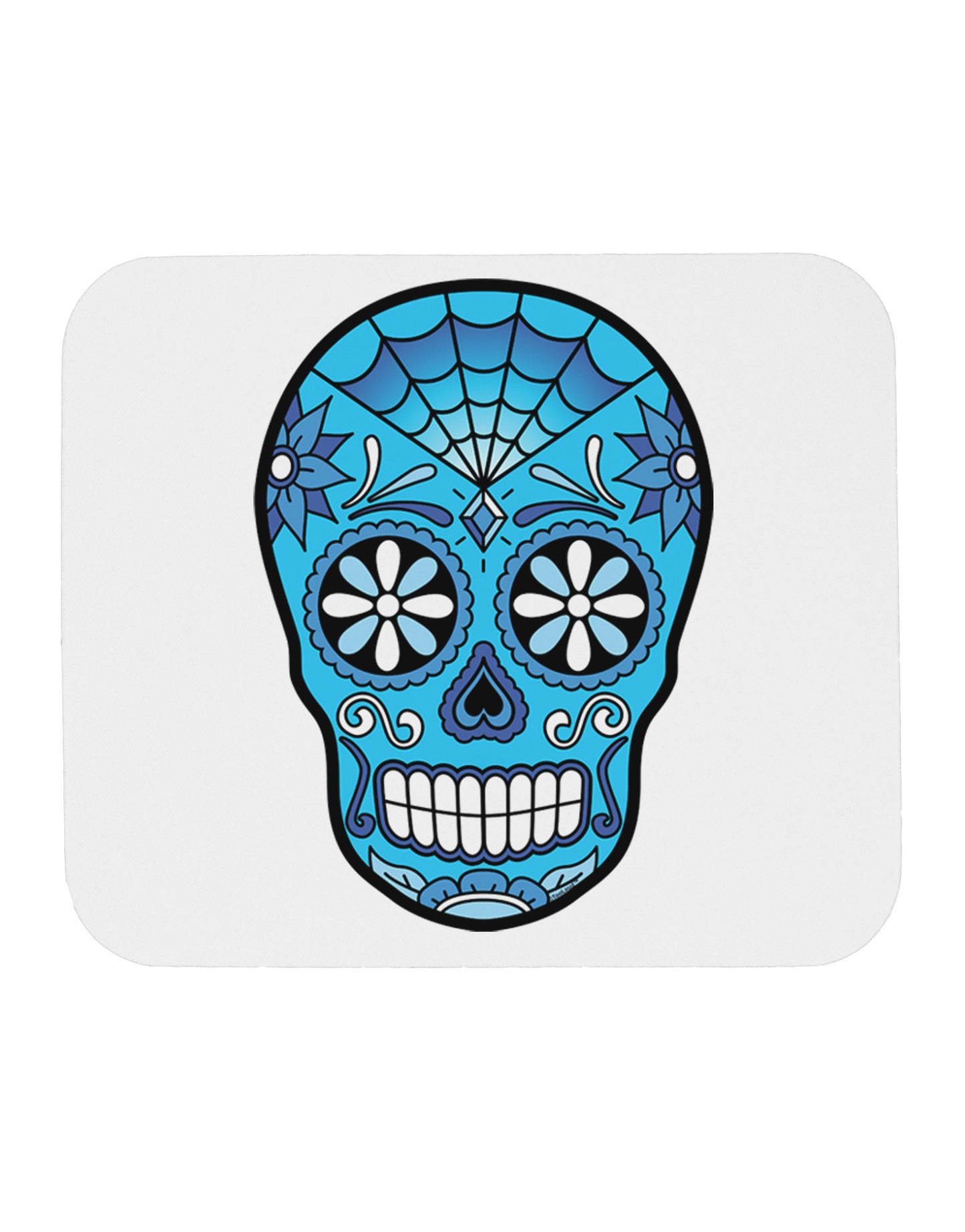 Version 3 Blue Day of the Dead Calavera Mousepad-TooLoud-White-Davson Sales
