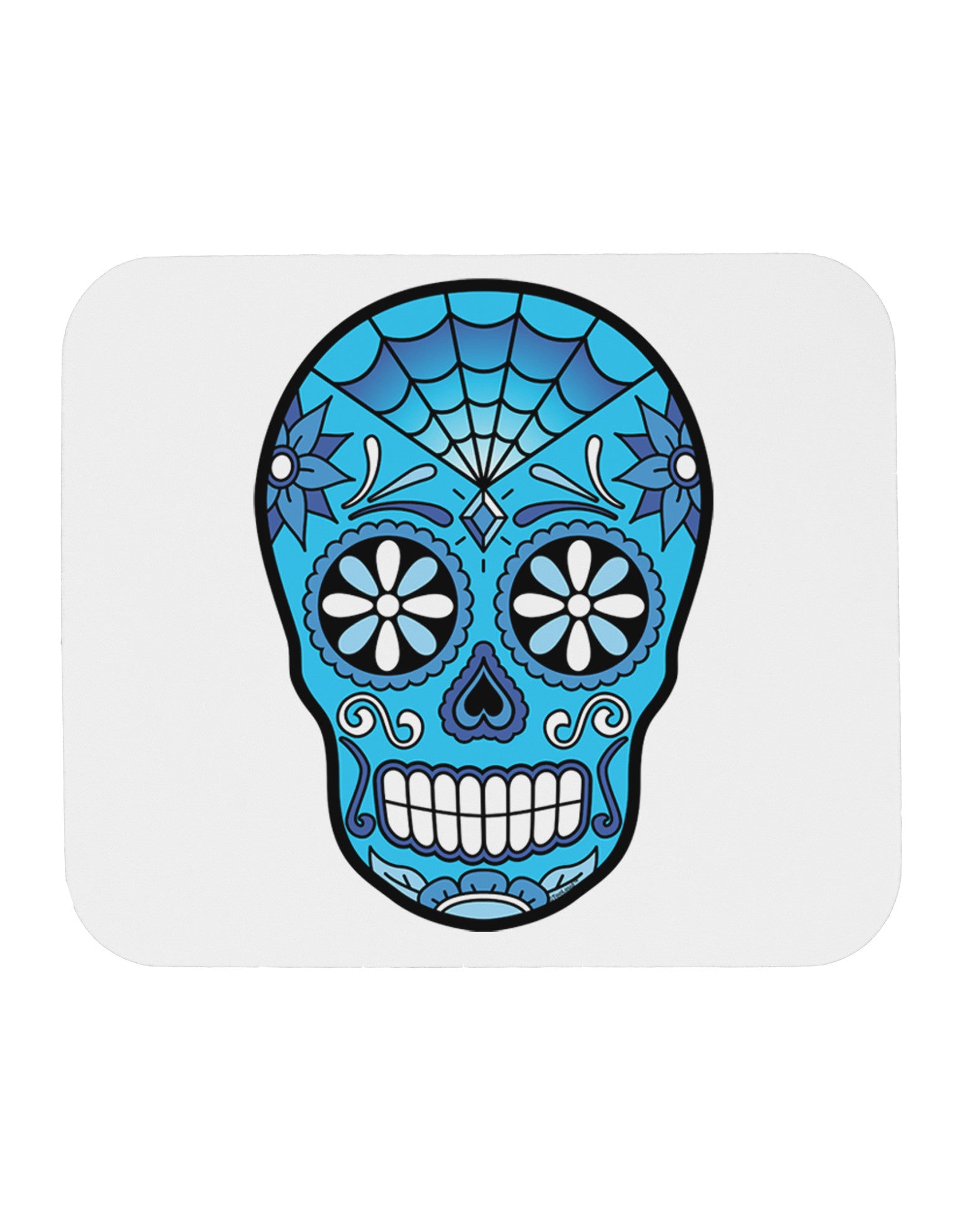 Version 3 Blue Day of the Dead Calavera Mousepad-TooLoud-White-Davson Sales