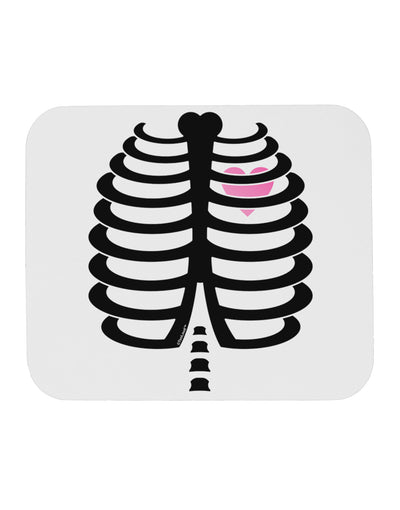 Black Skeleton Ribcage with Pink Heart Halloween Mousepad-TooLoud-White-Davson Sales