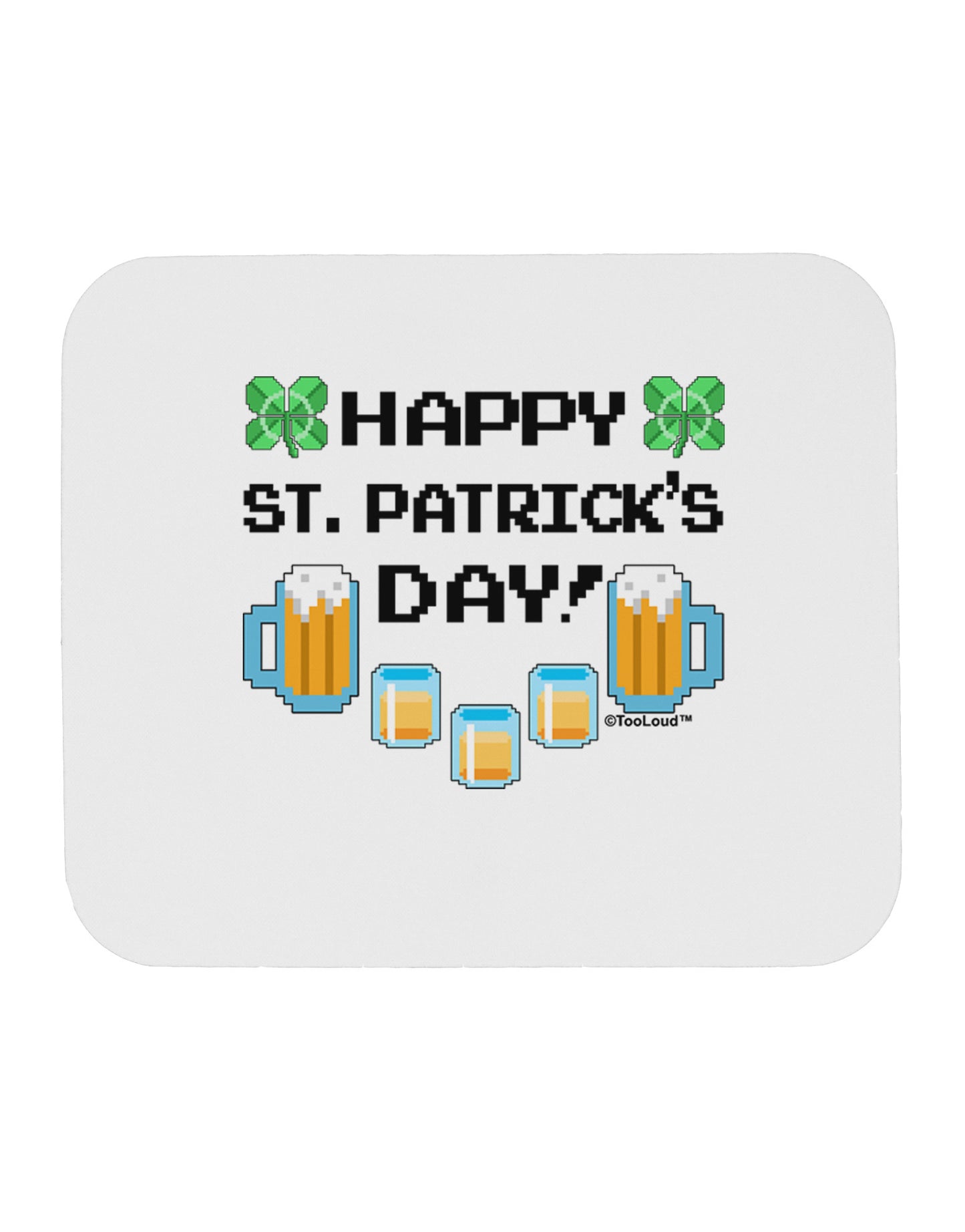 Pixel Happy St Patricks Day Mousepad-TooLoud-White-Davson Sales