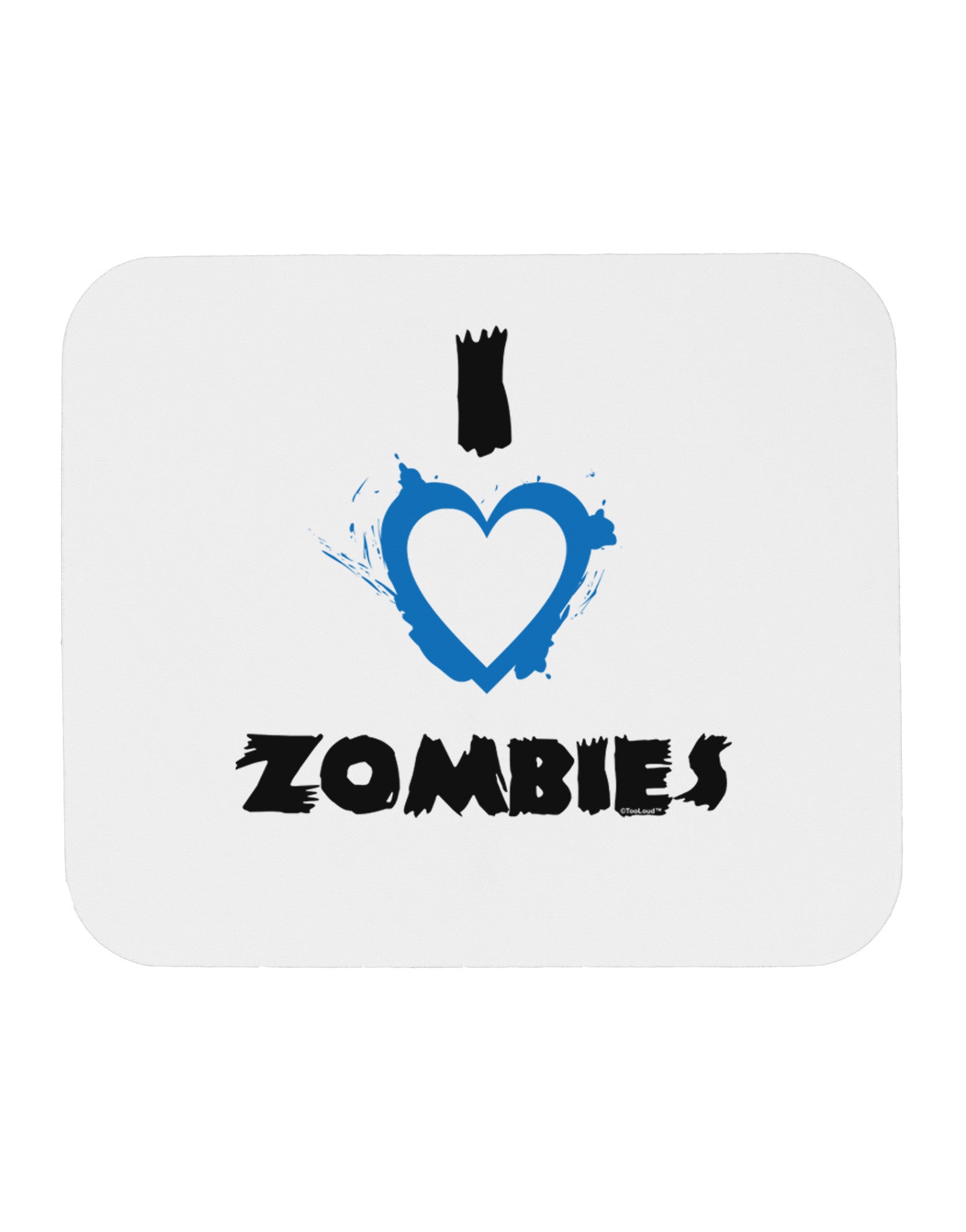 I Heart Zombies - Bloody Heart Blue Mousepad-TooLoud-White-Davson Sales